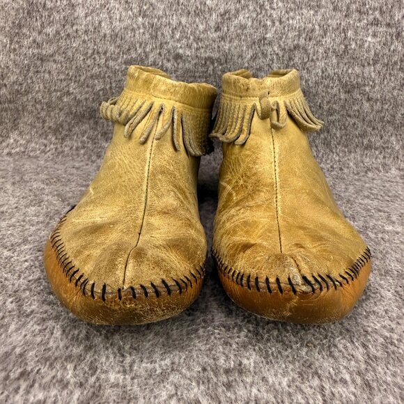 ✅VTG Handmade Leather Fringe Moccasins -Talon Zipper ✅NO SIZE -CONDITOIN ISSUES - Picture 6 of 14